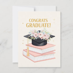 Carte Postale Charming Graduat Card avec Casquette floral