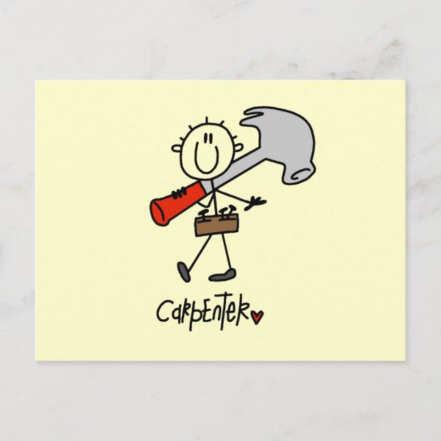 Carte Postale Charpentier avec marteau (Devant)