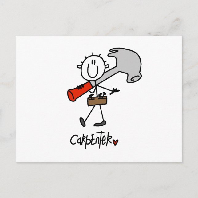 Carte Postale Charpentier avec marteau (Devant)