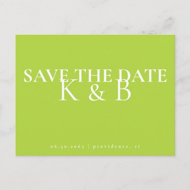 Carte Postale Chartreuse Simplicité Monogramme QR Save the Date (Devant)