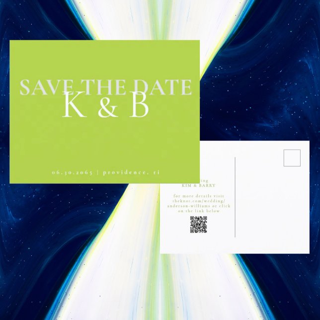 Carte Postale Chartreuse Simplicity Monogramme Enregistrer la da (Créateur téléchargé)