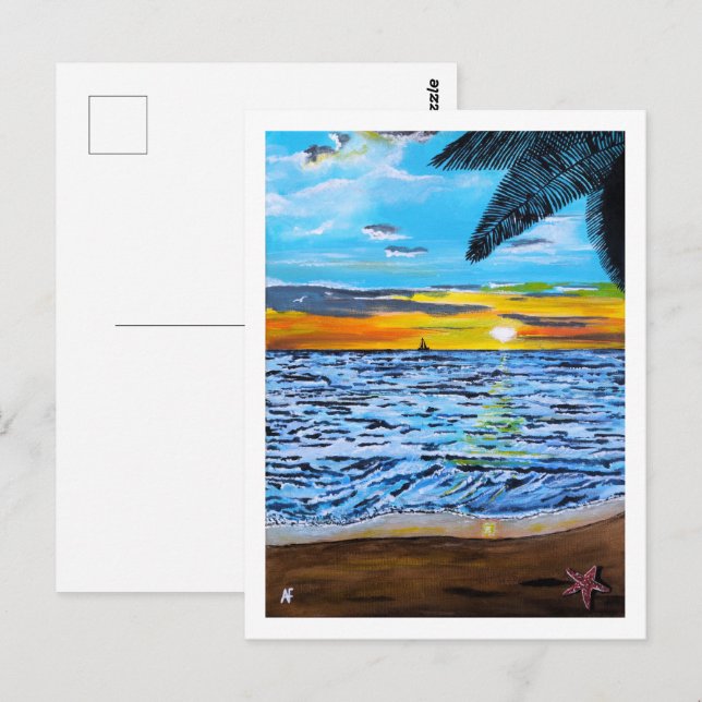 Carte Postale Chasing the Sunset Peinture d'Alfred Fox (Devant / Derrière)