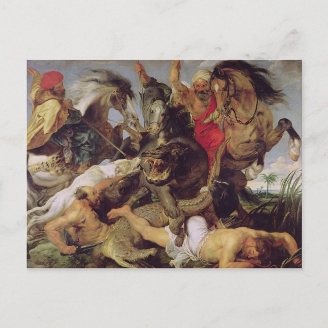 Carte Postale Chasse à hippopotame et à crocodile, c.1615-16 (Devant)