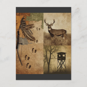 Carte Postale Chasse à l'arc au cerf de Virginie vintage