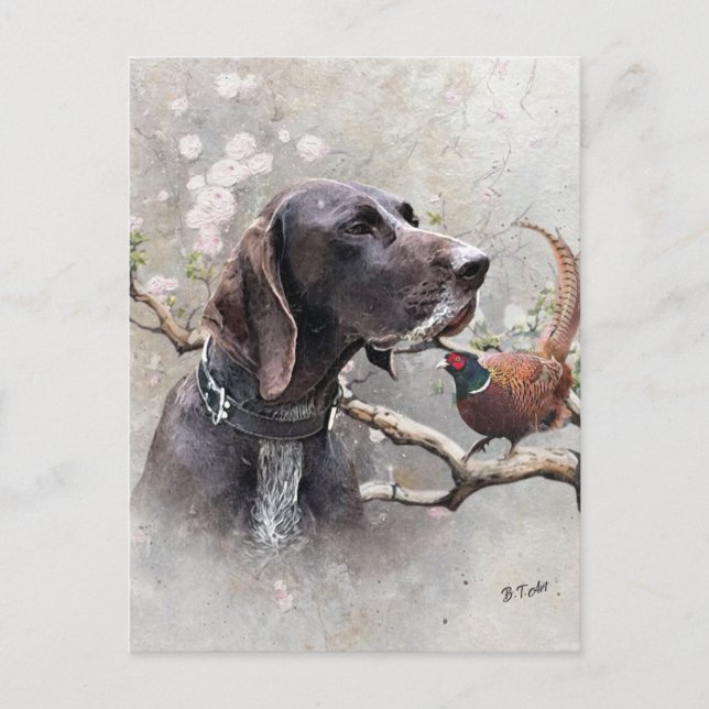 Carte Postale Chasse à l'art GSP – Précision, Passion et Faisan (Devant)