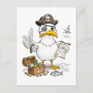 Carte Postale Chasse au trésor de pirate de bande dessinée