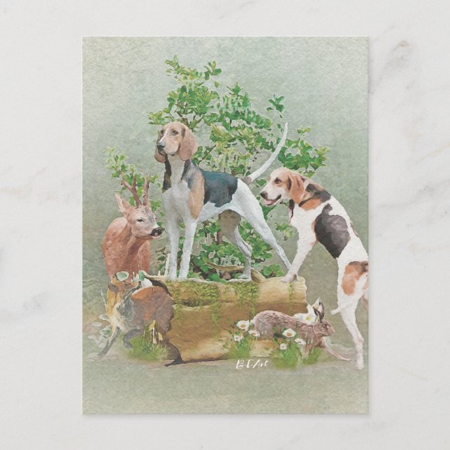 Carte Postale Chasse aux chiens (Devant)
