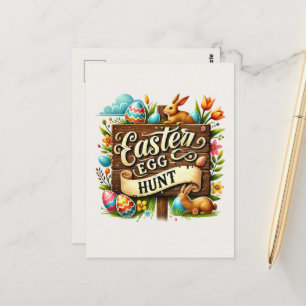 Carte Postale Chasse aux oeufs de Pâques mignonne