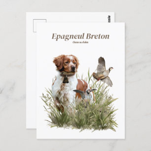 Carte Postale Chasse avec un chien breton, Art