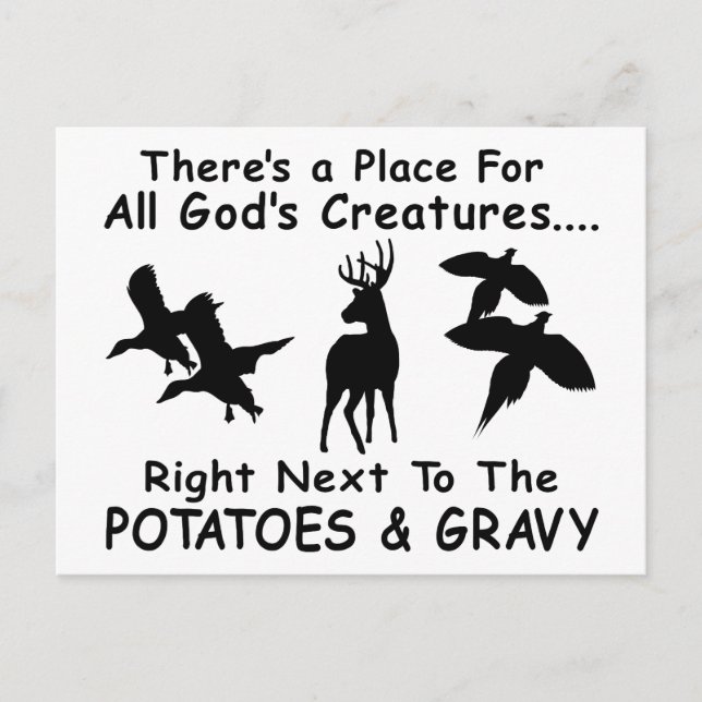 CARTE POSTALE CHASSE DE CERF, DE CANARD ET DE PHÉASANT (Devant)