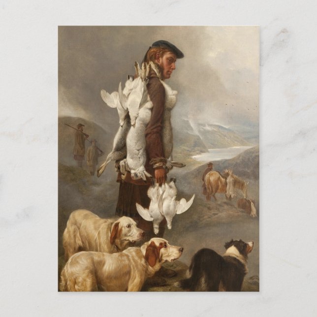 Carte Postale Chasse d'hiver aux lièvres et aux lagopèdes d'Ansd (Devant)