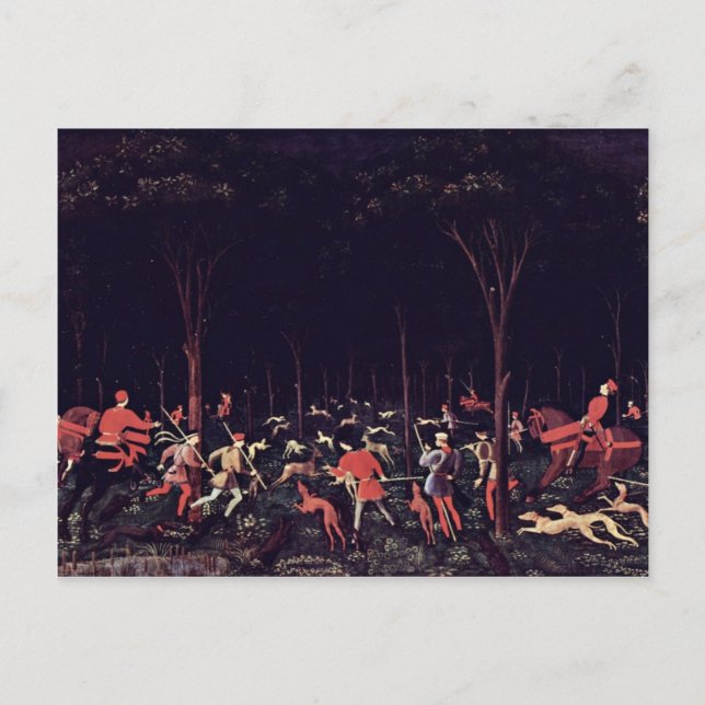 Carte Postale Chasse En Nuit Par Uccello Paolo (Qualité Supérieu (Devant)