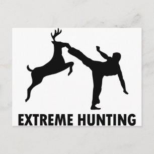 Carte Postale Chasse extrême Deer Karate Kick