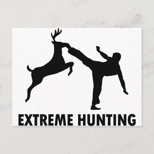 Carte Postale Chasse extrême Deer Karate Kick (Devant)