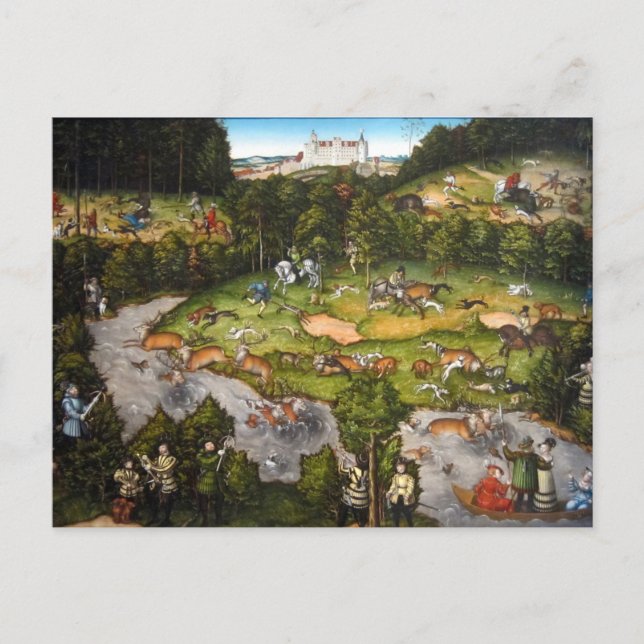 Carte Postale Chasse près du château Hartenfels - Cranach l'Anci (Devant)