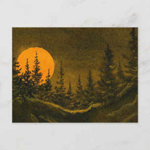 Carte Postale Chasseur de paysage de nuit ou moisson lune