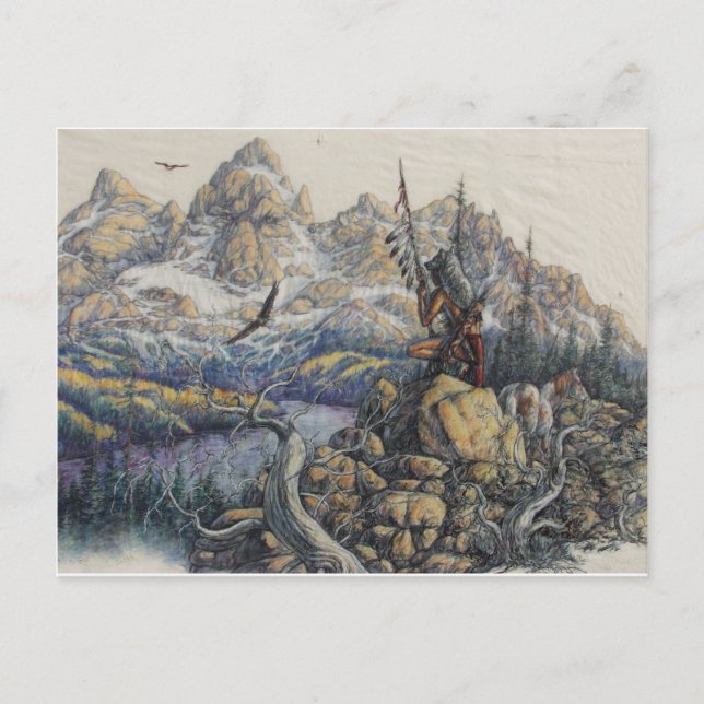 Carte Postale Chasseur indien américain (Devant)