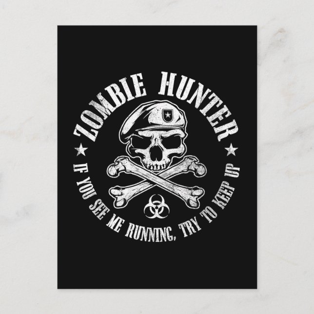 Carte Postale chasseur zombie mort-vivant (Devant)