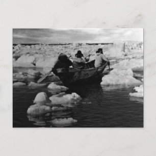 Carte Postale Chasseurs Eskimo vintage USA Alaska