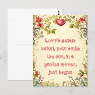 Carte Postale CHÂSSIS vintage DE COEUR DE JARDIN AVEC DEVIS D'AM