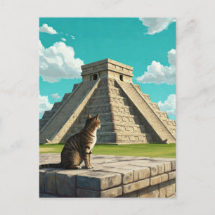Carte Postale Chat à Chichen Itza Mexique Voyage