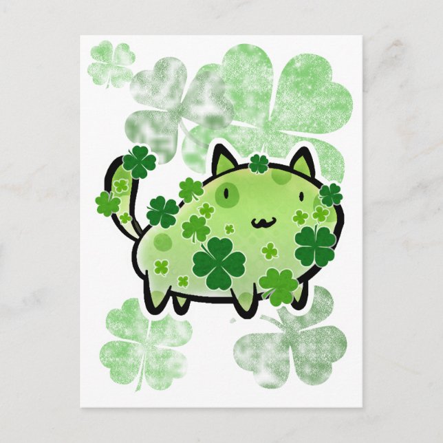Carte Postale Chat à Clover Vert (Devant)