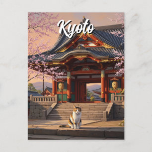 Carte Postale Chat à Kyoto Temple Japon Voyage