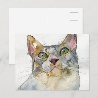 Carte Postale Chat à l'aquarelle