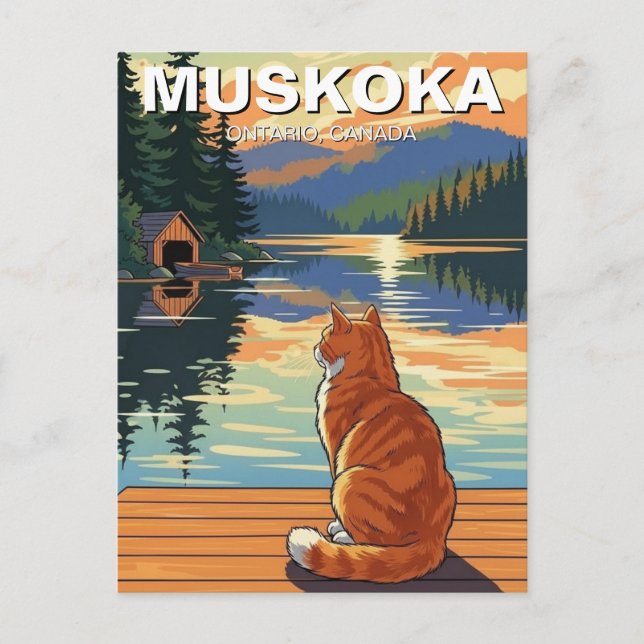 Carte Postale Chat à Muskoka Ontario Canada (Devant)