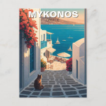 Chat à Mykonos Grèce Cyclades Voyage coucher de so