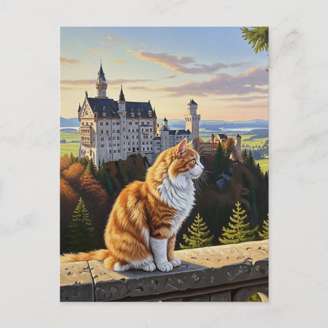 Carte Postale Chat à Neuschwanstein Château Allemagne Voyage (Devant)
