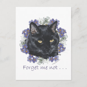 Carte Postale Chat à poil court noir Ne m'oubliez pas
