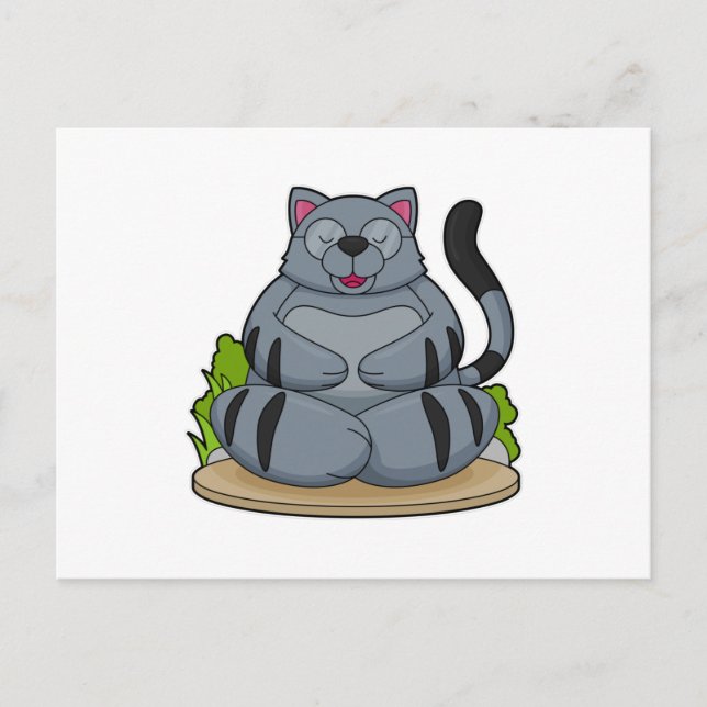 Carte Postale Chat à Yoga Fitness (Devant)