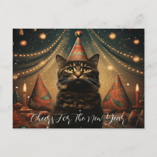 Carte Postale Chat adorable en Casquette festif