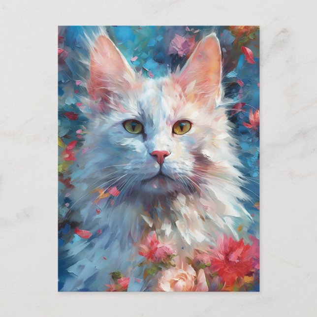 Carte Postale Chat angora turc coloré (Devant)