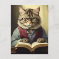 chat anthropomorphe lecture d'un livre