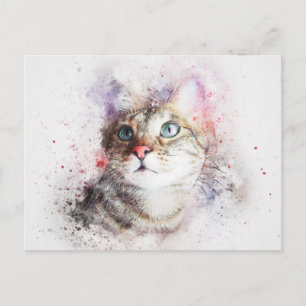 Carte Postale Chat aquarelle