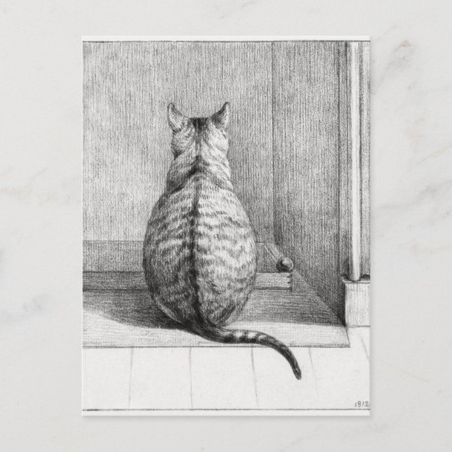 Carte Postale Chat assis, vu de derrière (1812)  (Devant)