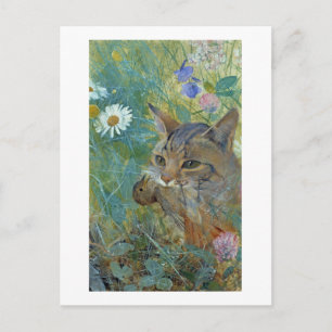 Carte Postale Chat attrapé un oiseau, Bruno Liljefors