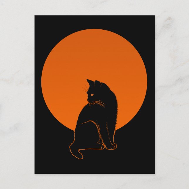 CARTE POSTALE CHAT AU CLAIR DE LUNE (Devant)