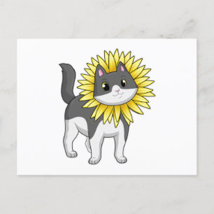 Carte Postale Chat au Tournesol