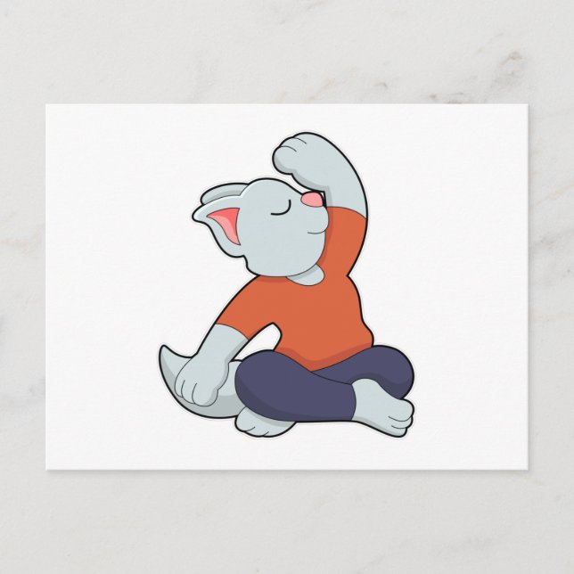 Carte Postale Chat au Yoga en Jambes croisées (Devant)