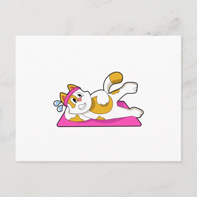 Carte Postale Chat au yoga étirement (Devant)