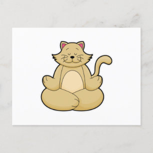 Carte Postale Chat au yoga Étirement en tailleur