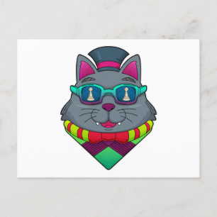 Carte Postale Chat aux échecs avec pièce d'échecs Pawn