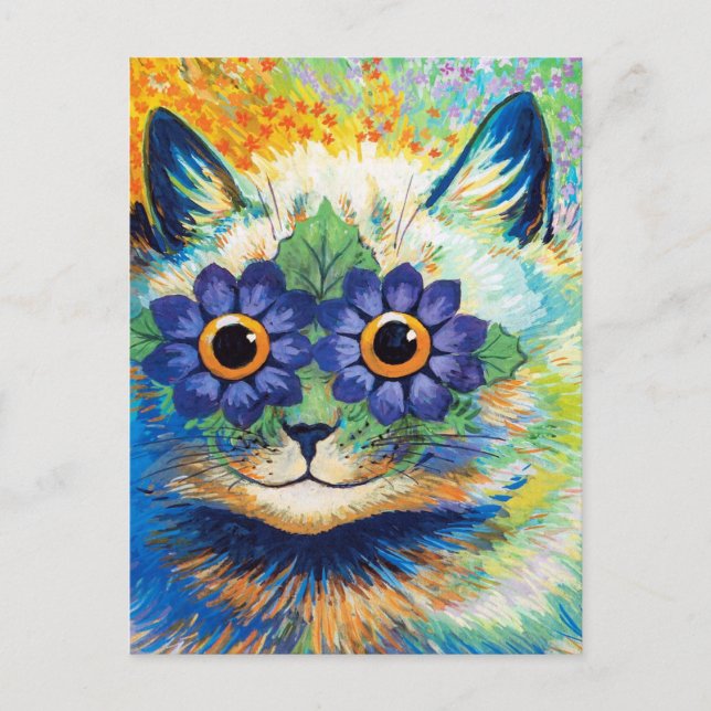 Carte Postale Chat aux yeux de fleurs | Louis Wain | (Devant)