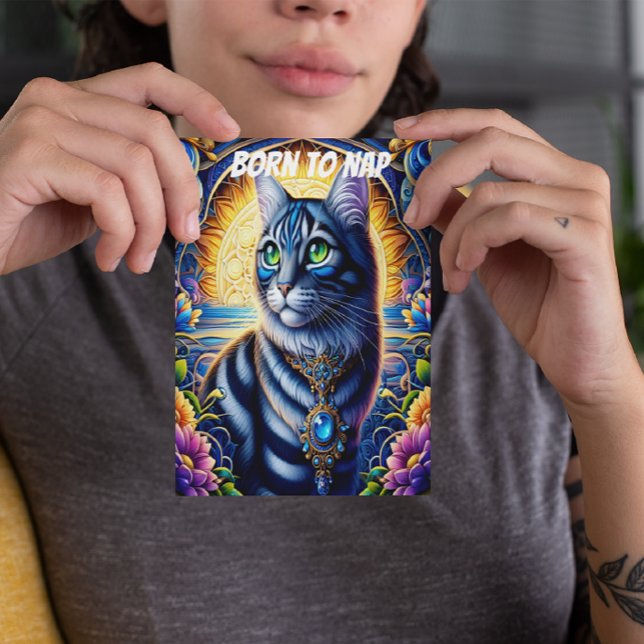Carte Postale Chat avec bijoux dans un jardin d'imaginaires anim (Créateur téléchargé)