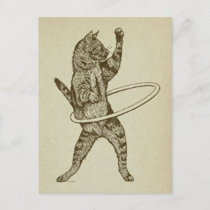 Carte Postale Chat avec Hula Hoop