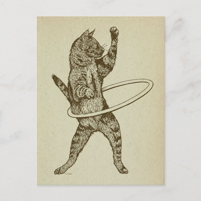 Carte Postale Chat avec Hula Hoop (Devant)