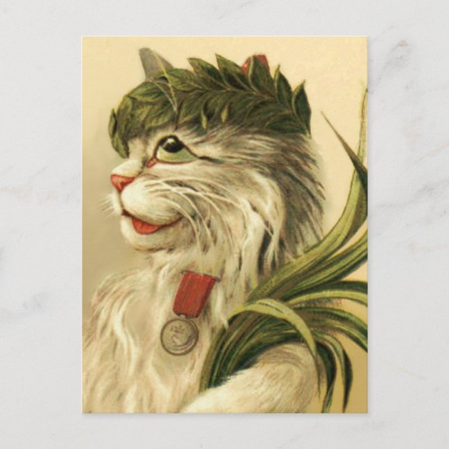 Carte Postale Chat avec Laurel Wreath par Maurice Boulanger (Devant)
